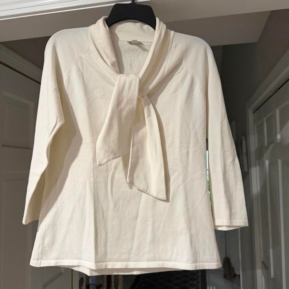 Talbots Women's White and Cream Blouse